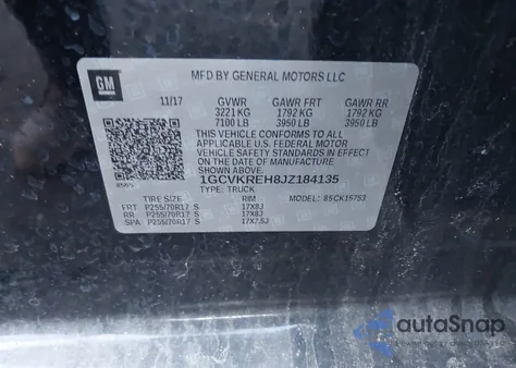 2018 Chevrolet Silverado 1500 1Lt z USA, uszkodzony, nr VIN 1GCVKREH8JZ184135